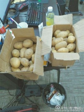 RNG粉丝送小虎两大箱土豆 原因：小虎爱吃土豆