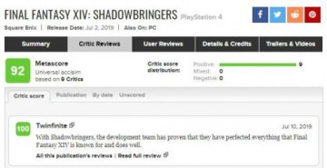 《最终幻想14》的5.0版本IGN评分高达9.5分