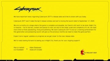《赛博朋克2077》跳票五个月 发售日推迟至9月17日