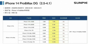 iPhone 14 Pro全系今日起降价700元 基本覆盖所有授权店