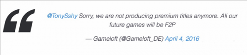 Gameloft表示再也不做付费手游 以免费F2P形式上线