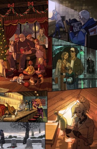 《守望先锋》12月21日漫画映象 猎空圣诞节与女生热吻