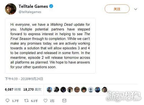 Telltale工作室关闭 行尸走肉游戏开发商表示尽力完成最终季