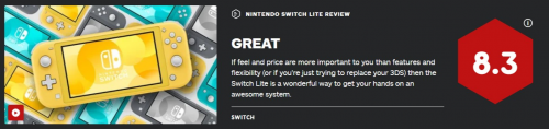 IGN给Switch Lite打高分！8.3的分数代表了什么