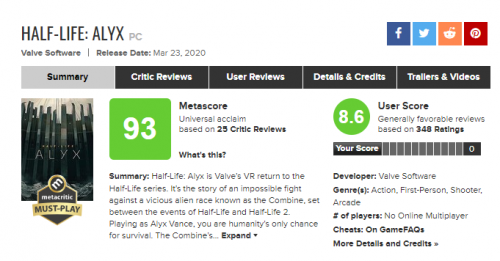 IGN《半条命：爱莉克斯》评分10分 仿佛来自未来的VR游戏巅峰