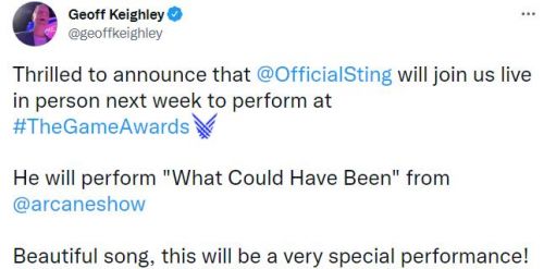 TGA主持人:Sting将在2021TGA演唱《英雄联盟:双城之战》主题曲